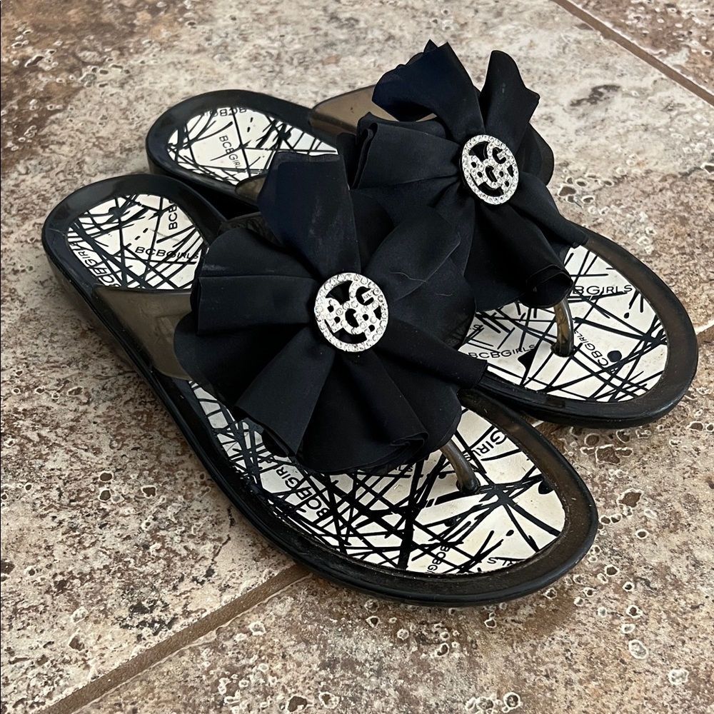 BCBG Black Sandals with Floral Detail